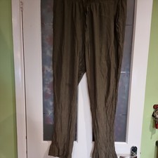 Ladies Green Crinkle Elasticated Waist Trousers Size 18,