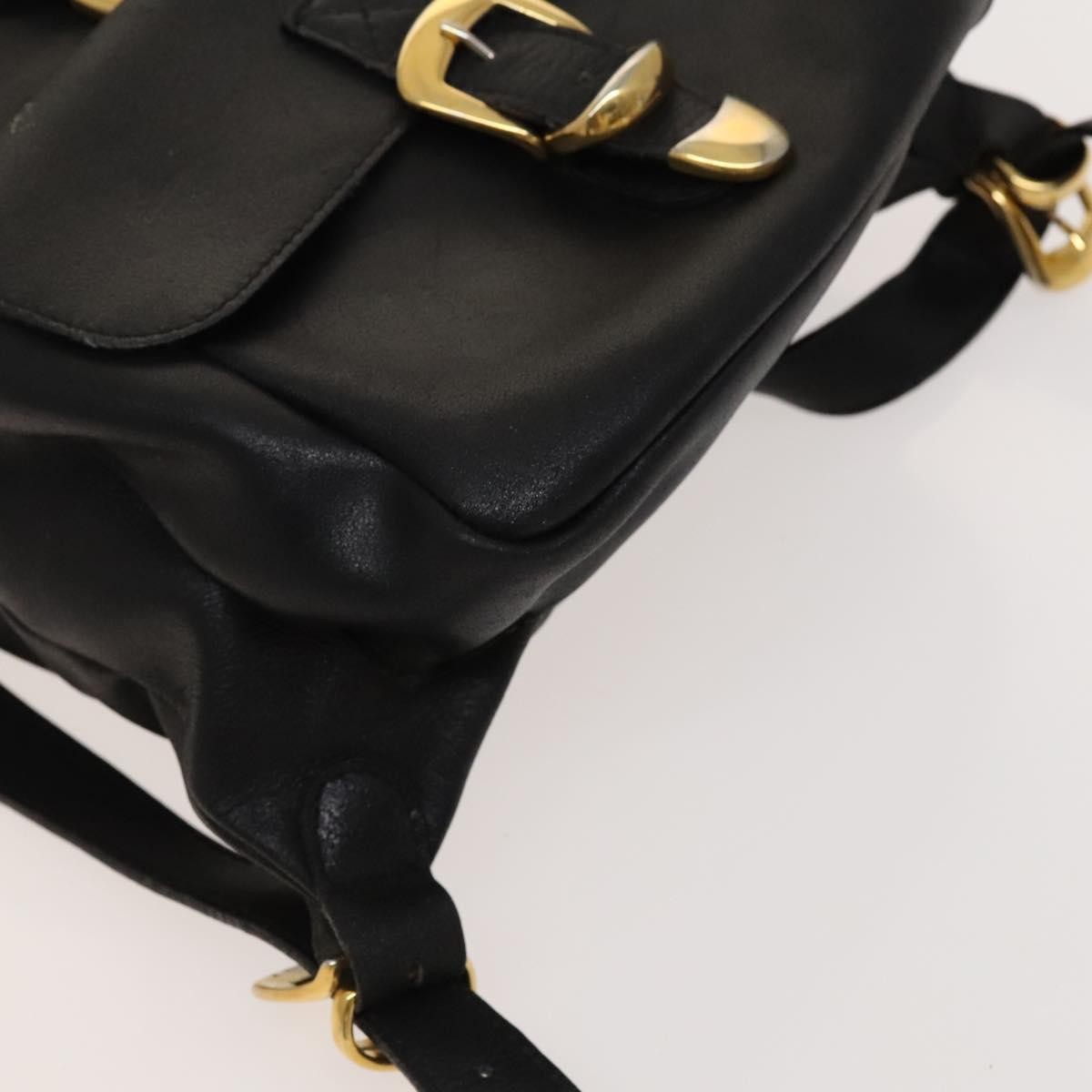 Gianni Versace Backpack Leather Black Gold Auth bs27658 | eBay display picture 3