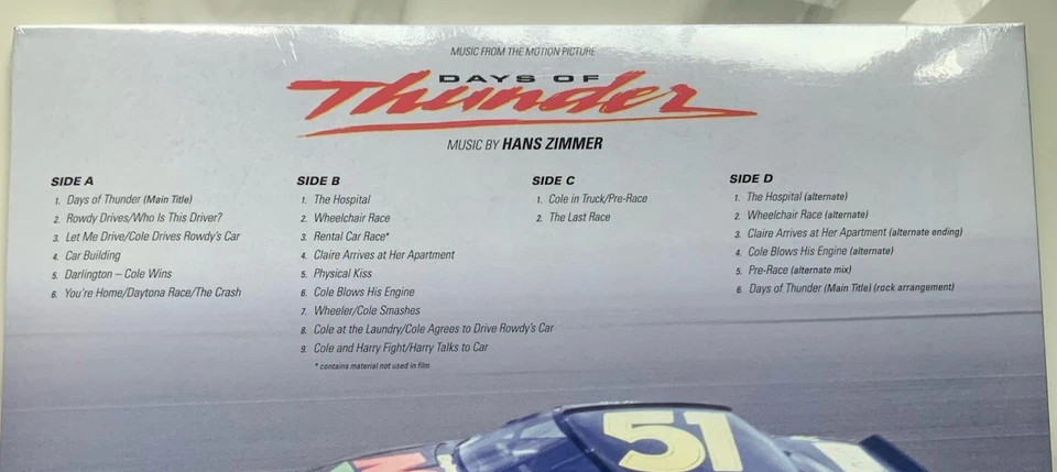 Days of Thunder Hans Zimmer Original Soundtrack Reissue 2x Coloured Vinyl Mint. - Image 4 of 4
