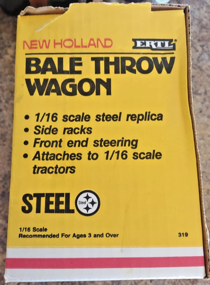 Remolque New Holland escala 1/16 rojo y amarillo vagón de tiro de pacas Ertl Foto 3 de 4