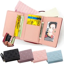 Leather Wallets for Women Card Holder Trifold Ladies Wallets Coins Zipper Pocket