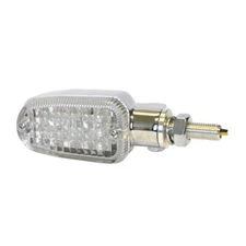 Universal Motorcycle LED Turn Signal Lights (Pair) Polished Aluminum Clear Lens.
