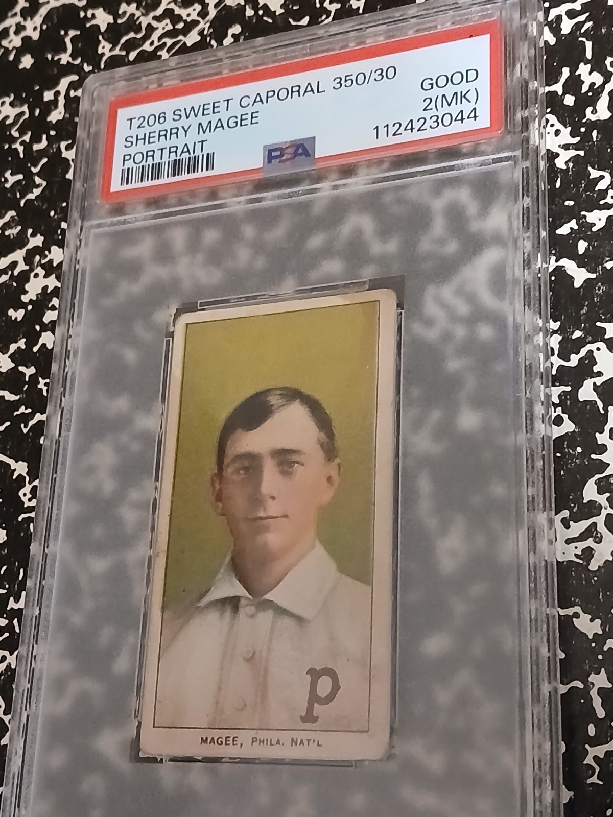 Sherry Magee T-206 1909-11 Sweet Caporal TOBACCO Card PSA 2(MK) VERY Rare INVEST view 5