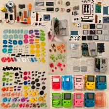 Lot of GameBoy Color + Pock + DMG Nintendo: parts, shells, custom buttons (mods)