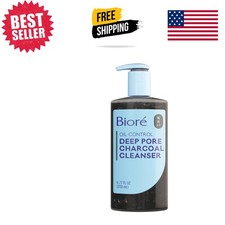 Unscented Biore Deep Pore Charcoal Wash for Oily Skin - 6.77 Oz Daily Cleanser