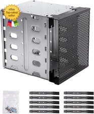 Stainless Steel Hard Drive Cage, 5.25" to 5X 3.5" SAS SATA HDD Cage for Computer