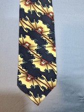 Grateful Dead Devil's Friend 1st Set Silk Necktie Gold Black Silver on Blue