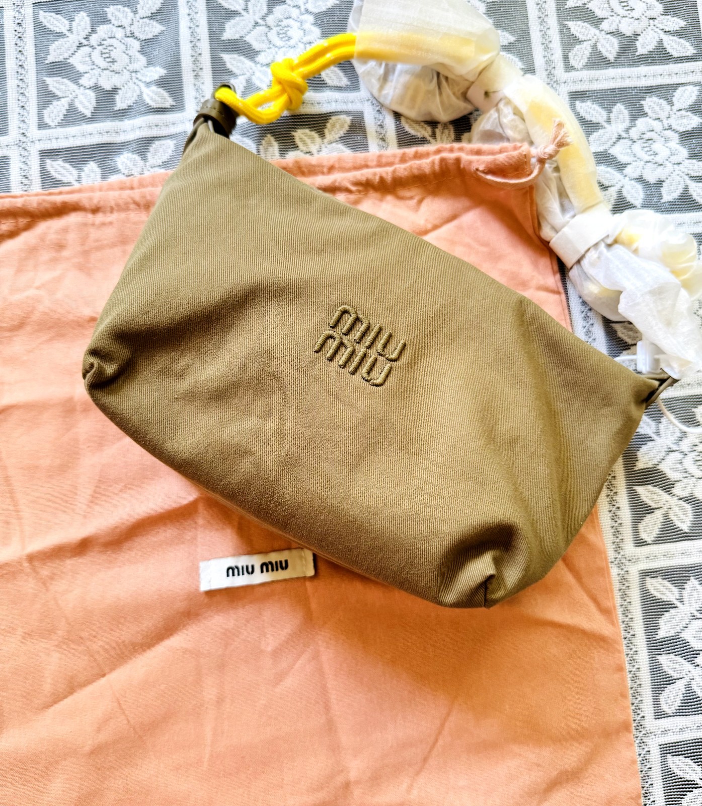 Miu Miu Olive Green Shoulder Pouch with Logo — image 3