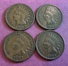1905 to 1908 Indian Head Cent Lot of 4 Actual Coins