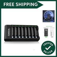 8 Pcs 2800mAh AA Rechargeable Batteries with 8 Slot Smart Battery Charger Set...