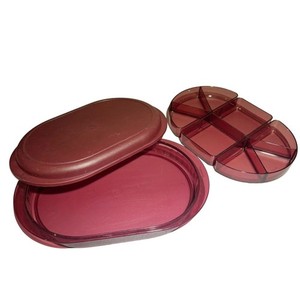 Tupperware VTG Preludio Cranberry Red Multi-Compartment Serving Tray with Lid