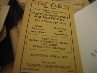 Clinton Davenport & Muscatine Ry Public Timetable 6/3/1936