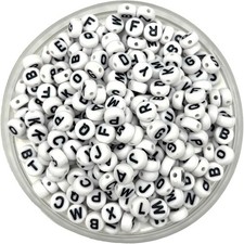400Pcs White Letter Beads for Bracelets,4x7mm Bulk Round Acrylic 4 7 mm, C1