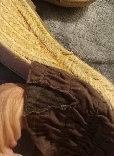 American Eagle Size 9.5W Brown Ruched 3" Wedge Heel Espadrille Sandals Open Toe - Picture 23 of 23