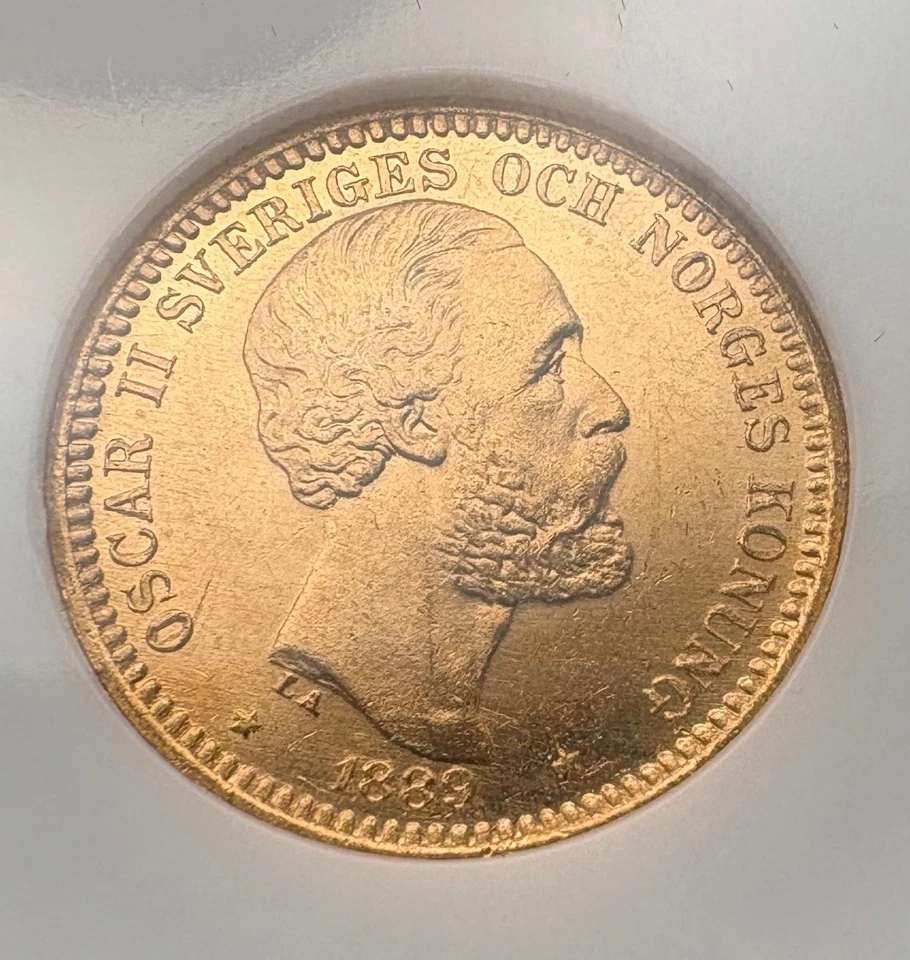 1889 EB Sweden 20K NGC Certified MS 65 Gold - Image 2 of 4