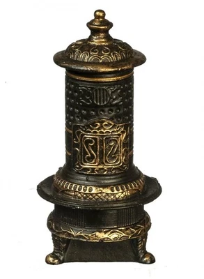 Town Square Miniatures Puppenstube Ofen Holzscheit Schwarz Gold 1:24 - Bild 1 von 4