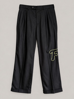 GOLF le FLEUR schwarze Bundfaltenhose mit Kettenstich-Stickerei Größe 32 neu mit Etikett