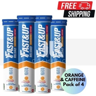 Fast&Up Reload Elektrolyt Tabletten ORANGE & KOFFEIN | Für Energie - 4er Pack