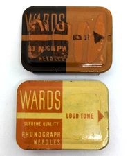 LOT of 2 WARDS vintage Phonograph Needles tins Montgomery Ward