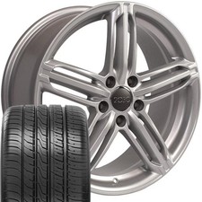 18x8 Silver 58840 Wheels & Tires SET Fits Audi Volkswagen RS6 Style Rims ET35