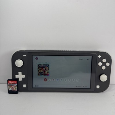 Nintendo Switch Lite Gray Handheld System + Mario Kart 8 Deluxe-Tested/Working