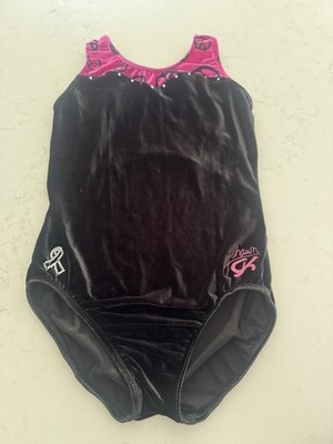 GK Elite Gymnastics Leotard Size Adult Medium AM Shawn Johnson Velour Bling EUC