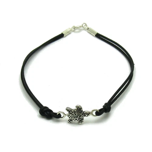 Sterling Silver Bracelet Genuine Solid 925 Turtle With Leather Handmade Empress