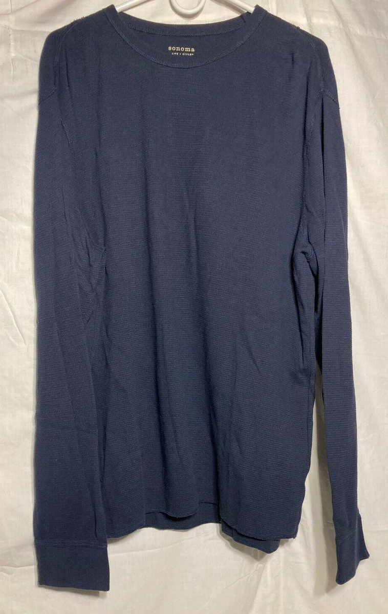 Sonoma Long Sleeve 100% Cotton Waffle Knit Thermal Shirt Men's Blue XL
