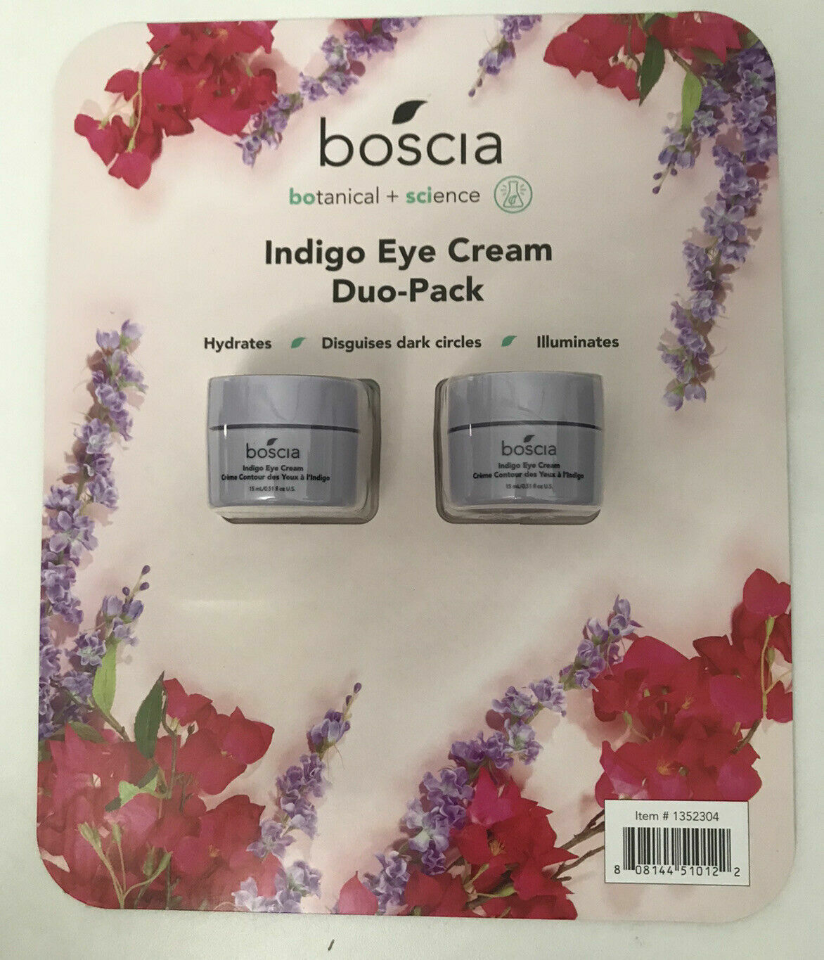 Boscia Indigo Eye Cream Duo Pack (0.51 fl.oz X 2) Hydrates Illuminate