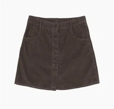 New Jungmaven Vassar Hemp Blend Button Front Skirt Coffee Bean Brown size Large