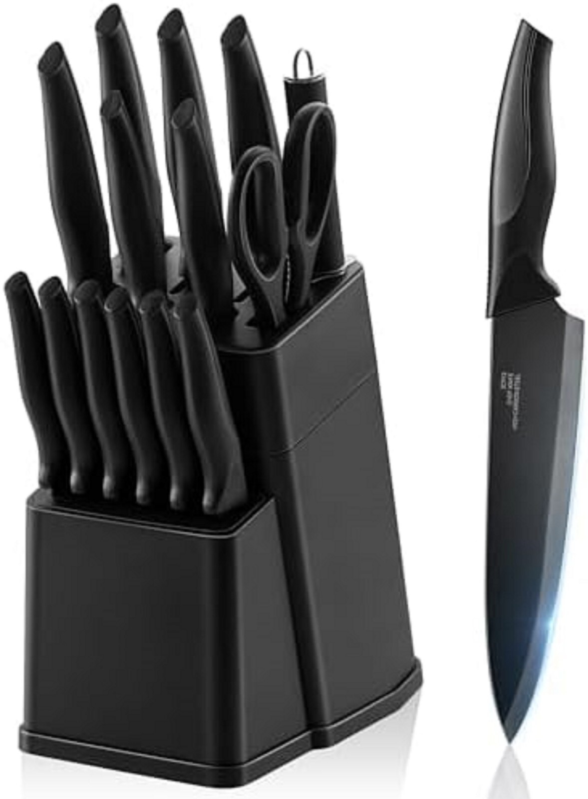 Knife Set, 15-Piece Kitchen Knife Set with Block Wooden German Stainless Steel-image