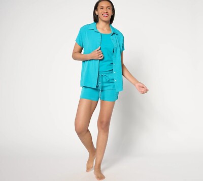 MUK LUKS Eyelet Jacquard and Cotton Three Piece Lounge Set