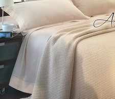 COPERTA ESTIVA NIDO D'APE CASHMERE E LANA MERINOS MATRIMONIALE MADE IN ITALY