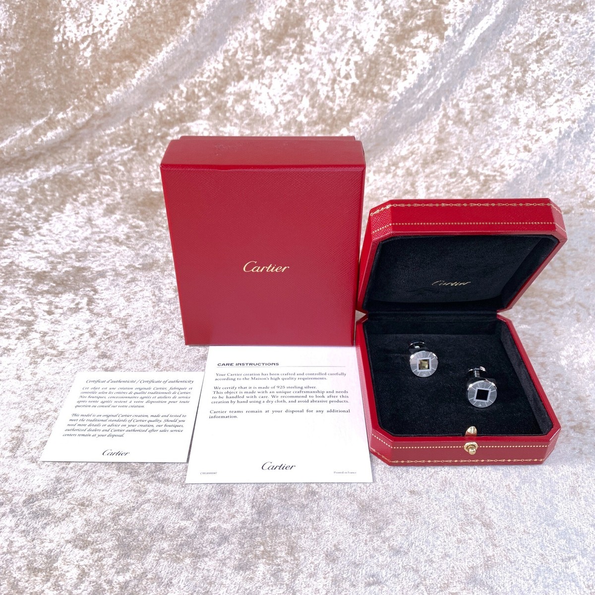 Cartier Cufflinks 925 Sterling Silver Pasha with Case