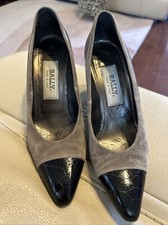VTG Bally Two Tone Suede Leather Embellished High Heel Pumps 7.5 N