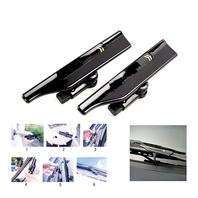 2 x Universal Stand Windshield Wiper Wing Wiper Blade Spoiler Black