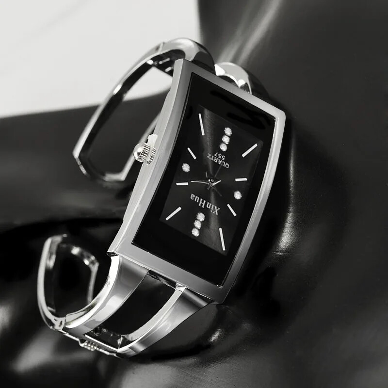 Women Bracelet Watch Quartz Wristwatch Crystal Fashion Silver Casual Bangle