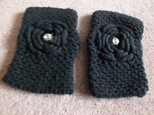 Beautiful Wrist Warmer Ladies Black Clear Rhinestone 6" Long 3 1/2" Across Unst