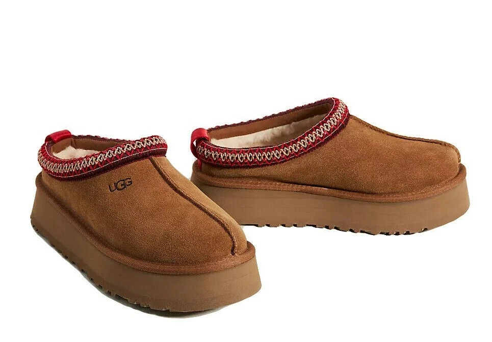 New Women's Shoes UGG Brand Braid Tazz Platform Slippers 1122553 Chestnut