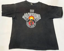 Vintage Screen Stars Jacksons World Tour 1984 T-Shirt Black XL Tee USA FLAW
