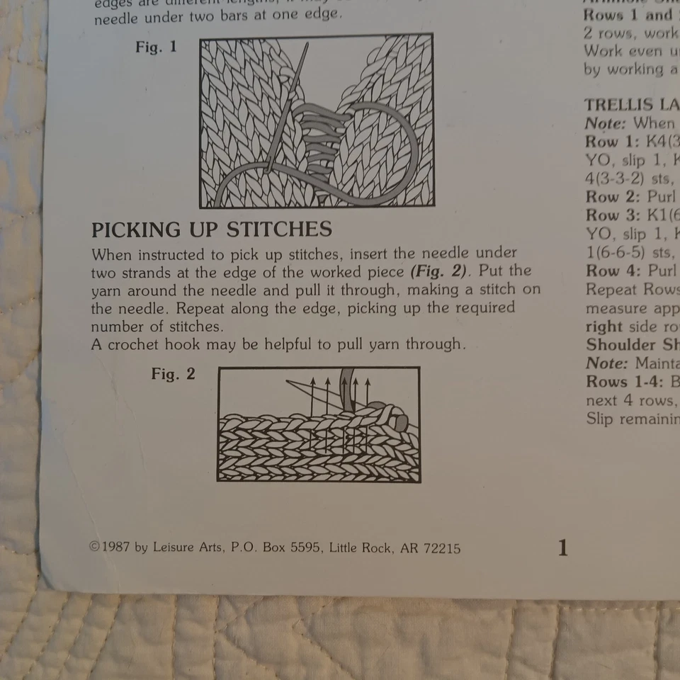 1987 Vtg Leisure Arts Lace Sweaters Knitting & Crochet Pattern Book Leaflet 578 - Image 4 of 4