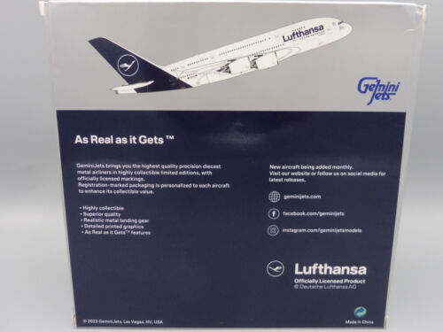 LUFTHANSA Airbus A380-800 1/400 GEMINI JETS GJDLH2172 D-AIMK couleurs neuves - Photo 3 sur 12