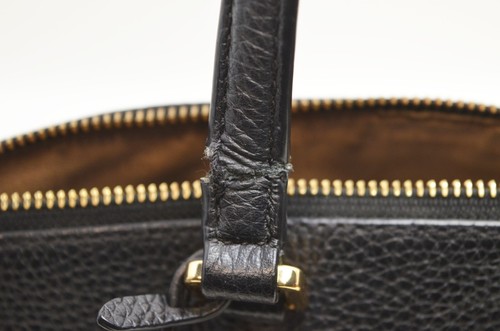 Lauren Ralph Lauren - Darwin Tumbled Pebble Grain Black Leather Satchel Purse - Picture 14 of 15
