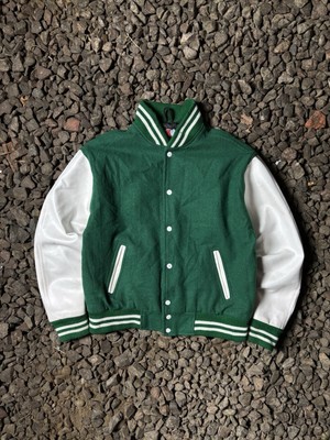 Varsity Schott style 90s Jersey Vintage Bomber Wool-Leather Jacket
