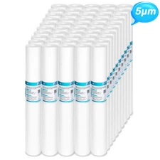 50 Pack 5 Micron 20x2.5" Sediment Water Filter Whole House Replacement Cartridge