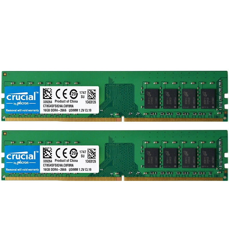 Crucial DDR4 32GB 2X16GB 2666 Mhz PC4-21300 288pins Desktop Memory Dimm Ram - Image 3 of 4