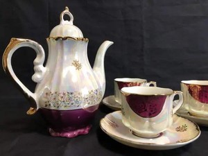 Antique-teapot-amp-cup-saucer-Japan-retro-popular-rare-beautiful-lovely-EMS-F-S