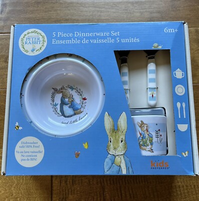 NEW Beatrix Potter Peter Rabbit 5 Piece Dinnerware Set BPA Free 6 Mo+