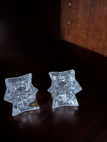 Paire de BOUGEOIRS 2x2" cristal clair taillé étoile 24% plomb fabriqué aux USA - Photo 5/5