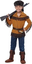 Frontier Boy Davy Crockett Trapper Brown Fancy Dress Up Halloween Child Costume